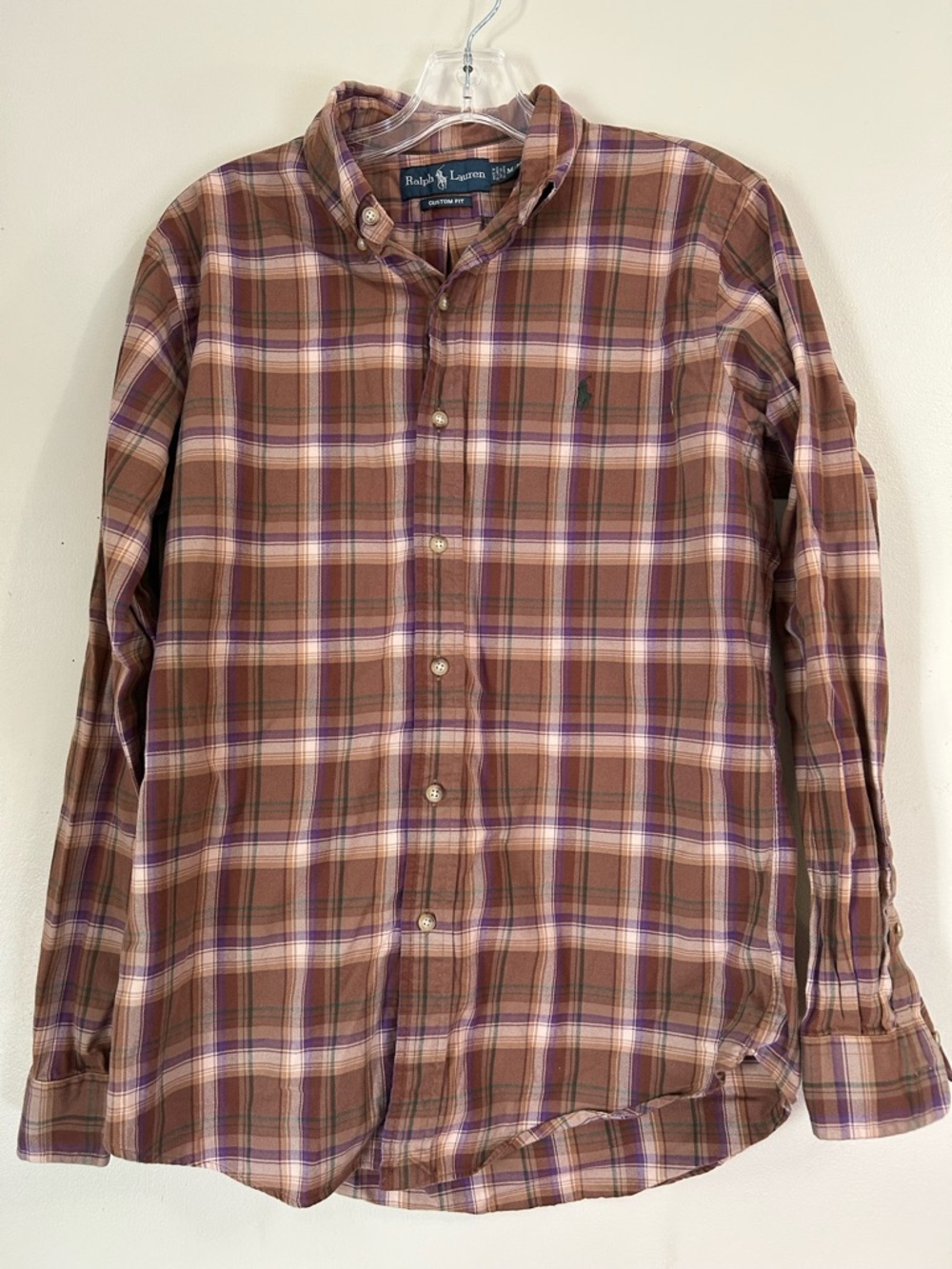 Classic Ralph Lauren Plaid Button‑Up Shirt | Men’s Med | Custom Fit Gently Used